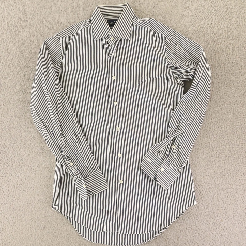 Kamakura Shirt Mens 14.5 Blue Striped Cotton Made in Japan Slim Fit Button Up